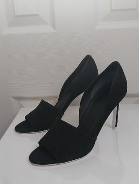 Vince Saffron Black Nubuck‎ Suede Sexy Versatile Peep-Toe d'Orsay Heels Size 8